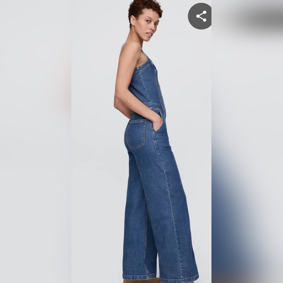 GAP Women's Blue Denim Overalls - Picture 3 of 5